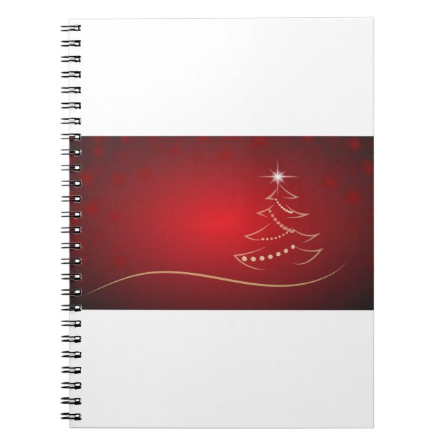 Red Christmas Tree Christmas Merry Christmas Notebook (Front)