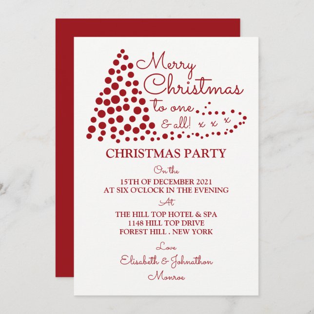 Red Christmas Tree, Christmas Party Invitation (Front/Back)