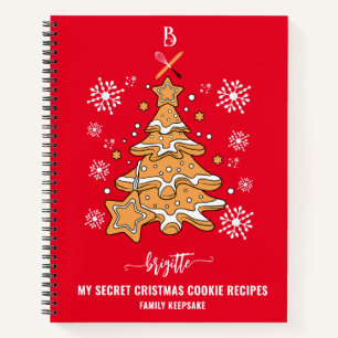 Red Christmas Tree Cookie Baking Crew Snowflakes Notebook