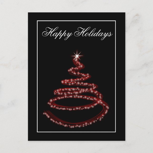 Red Christmas Tree Corporate Holiday Postcard (Front)