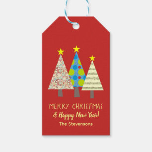 Red Christmas Tree Family Gift Tags