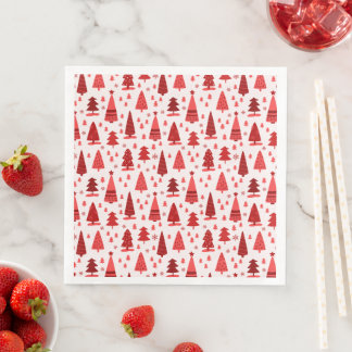 Red Christmas Tree Forest Cute Pattern Napkin