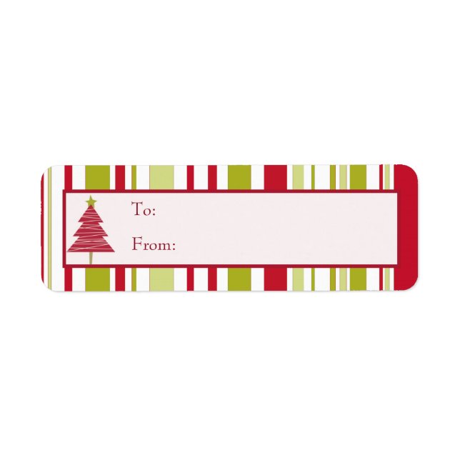 Red Christmas Tree Gift Tag Labels (Front)