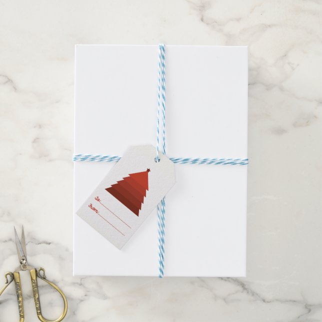 Red Christmas Tree Gift Tags (With Twine)