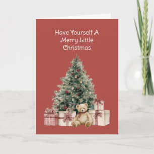 Red Christmas Tree Gifts Teddy Bear Card