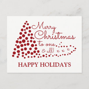 Red Christmas Tree, Happy Holidays Holiday Postcar Postcard