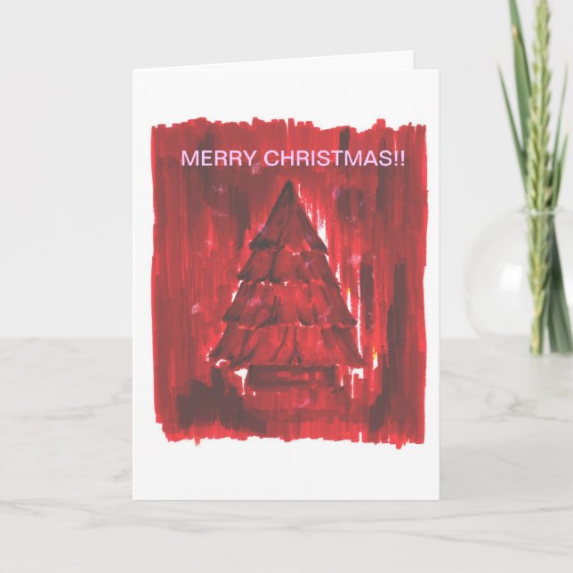 Red Christmas Tree Holiday Card (Front)