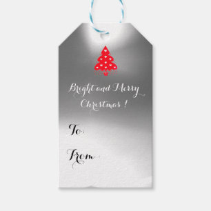RED CHRISTMAS TREE HOLIDAY PARTY blue Gift Tags