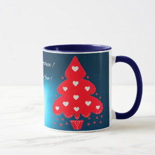 RED CHRISTMAS TREE HOLIDAY PARTY blue Mug