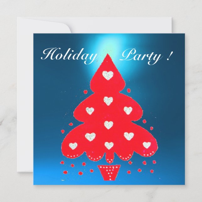 RED CHRISTMAS TREE HOLIDAY PARTY,Emerald Invitation (Front)