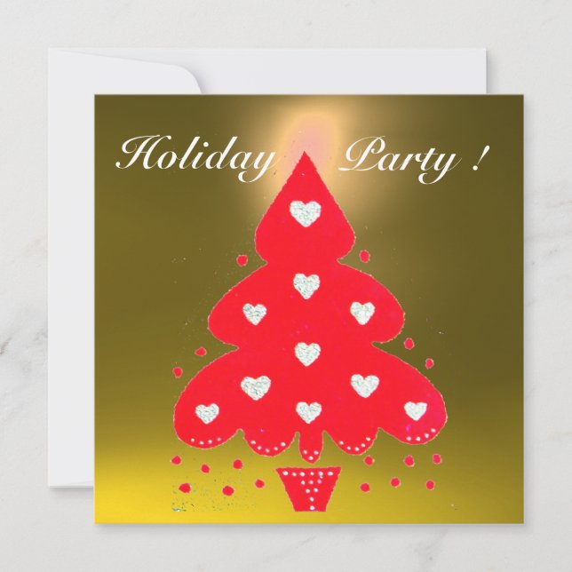 RED CHRISTMAS TREE HOLIDAY PARTY,Emerald Invitation (Front)