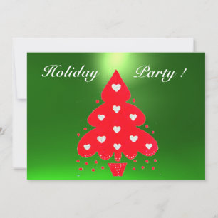 RED CHRISTMAS TREE HOLIDAY PARTY green Invitation