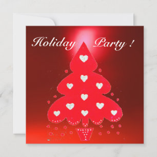 RED CHRISTMAS TREE HOLIDAY PARTY white Invitation