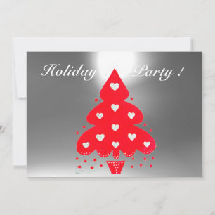 RED CHRISTMAS TREE HOLIDAY PARTY white Invitation