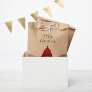 Red Christmas Tree Kraft Favour Bags