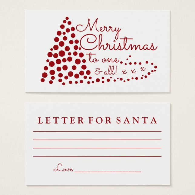 Red Christmas Tree, Letter For Santa (Front & Back)