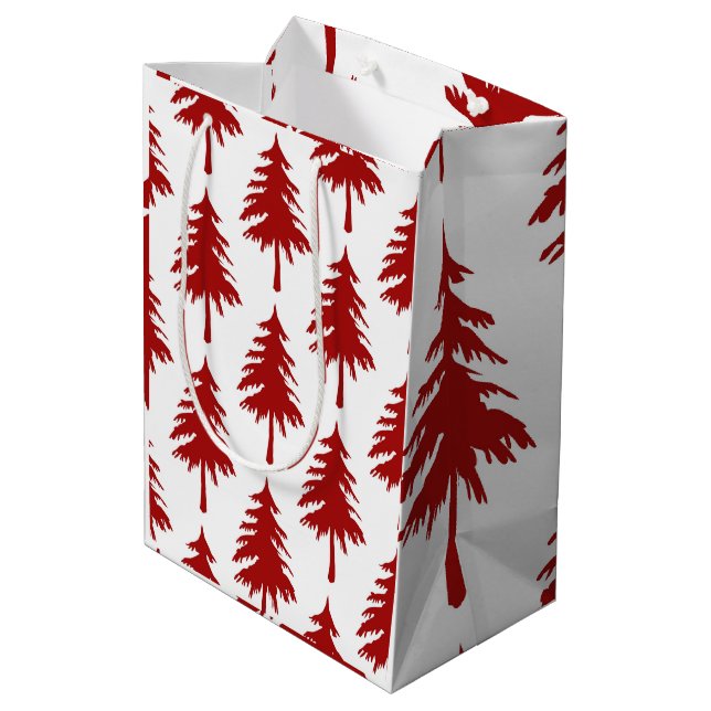 Red Christmas Tree Medium Gift Bag (Back Angled)