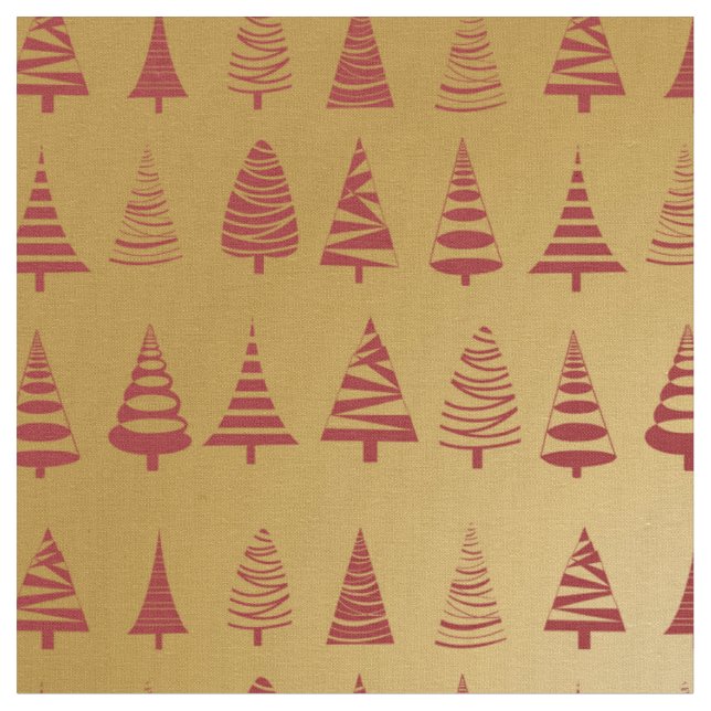 Red Christmas tree modern on Gold Fabric (Close Up)