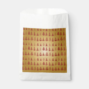 Red Christmas tree modern on Gold Favour Bags