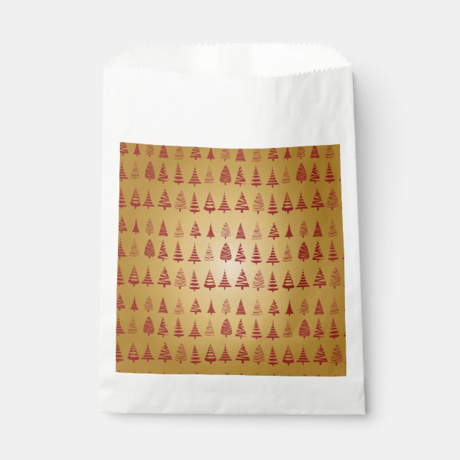 Red Christmas tree modern on Gold Favour Bags (Front)