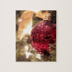 red christmas tree ornament festive jigsaw puzzle