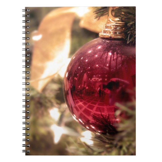 red christmas tree ornament festive notebook (Front)