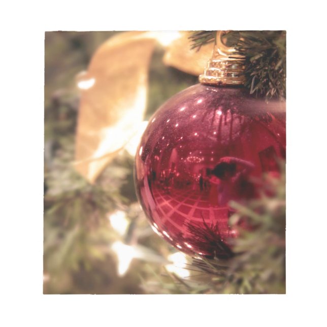 red christmas tree ornament festive notepad (Front)