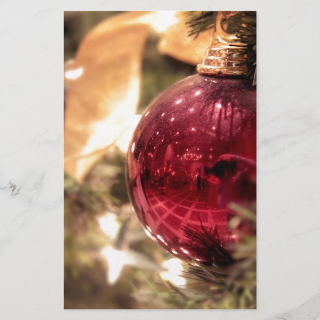red christmas tree ornament festive stationery (Front)