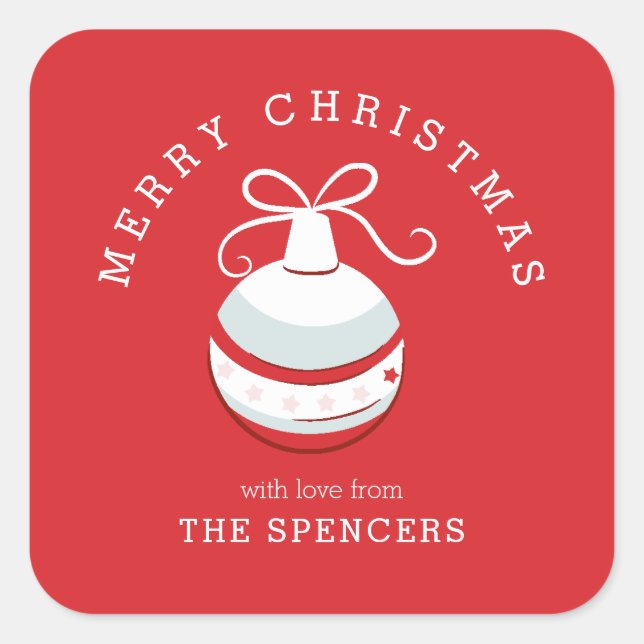 Red Christmas  tree Ornament Square Sticker (Front)