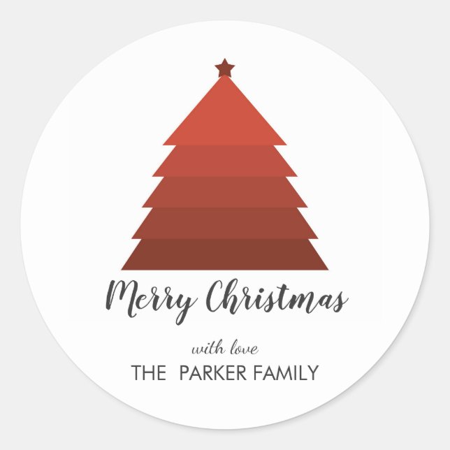 Red Christmas Tree Personalised Gift Tag (Front)