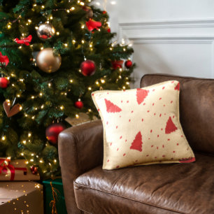 Red Christmas Tree playful pattern Cushion