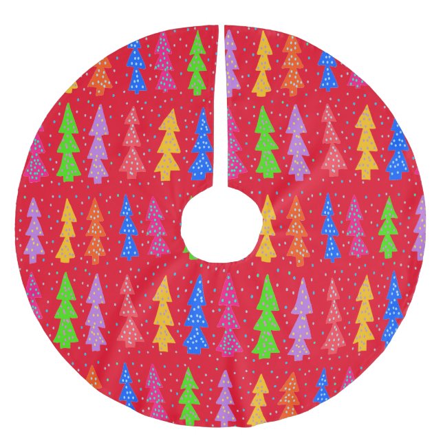 Red Christmas Tree Pop Art   Brushed Polyester Tree Skirt (Front)