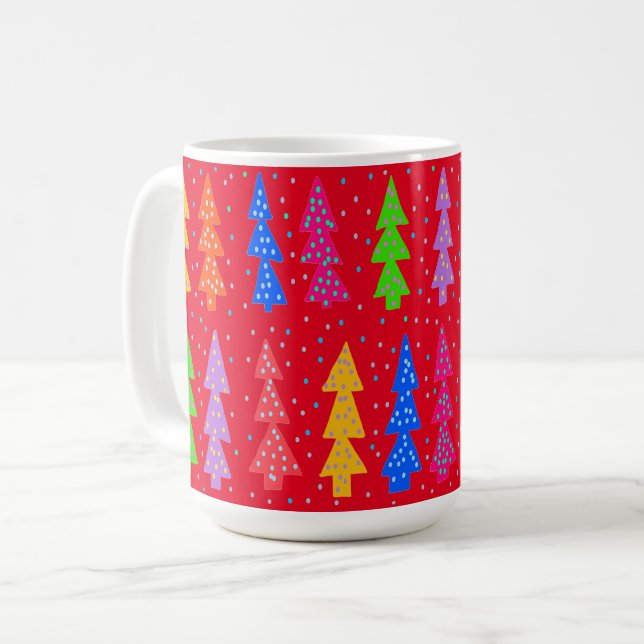 Red Christmas Tree Pop Art   Coffee Mug (Front Left)