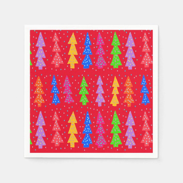 Red Christmas Tree Pop Art   Napkin (Front)