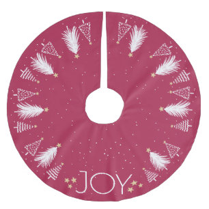 Red Christmas Tree Skirt Gold Stars