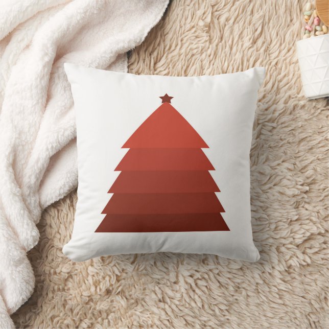Red Christmas Tree Throw Pillow (Blanket)