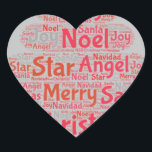 Red Christmas Tree Typography Heart Sticker<br><div class="desc">Red Christmas Tree Typography</div>