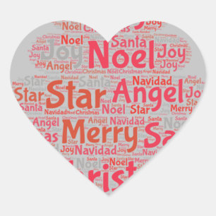 Red Christmas Tree Typography Heart Sticker