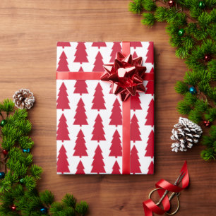Red Christmas Tree White Simple Wrapping Paper