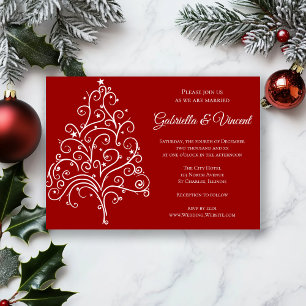 Red Christmas Tree Winter Wedding Invitation