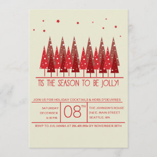 Red Christmas Trees Holiday/Christmas Party Invite