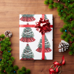 Red Christmas Trees Wrapping Paper