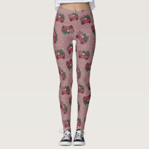 Red Christmas Truck Pattern   Merry Christmas Leggings