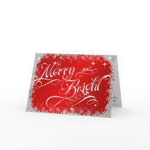 Red Christmas Typography Merry and Bright Customiz