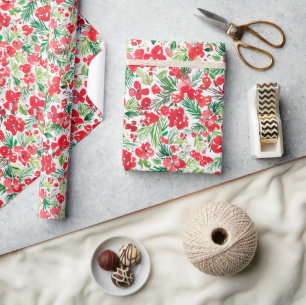 Red Christmas watercolor pattern Wrapping Paper