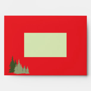 Red Christmas Watercolor Pine Trees Christmas Envelope