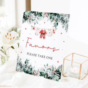 Red Christmas Winter Cute Santa Baby Shower Favour Pedestal Sign