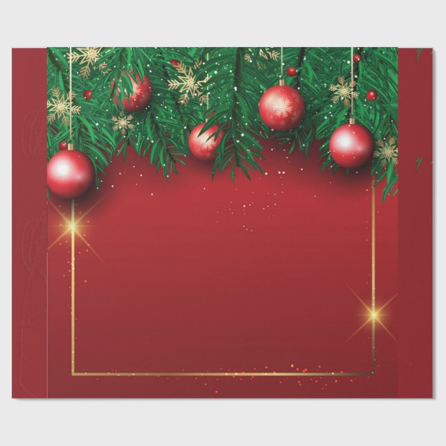 Red Christmas Wrapping Paper (Flat)