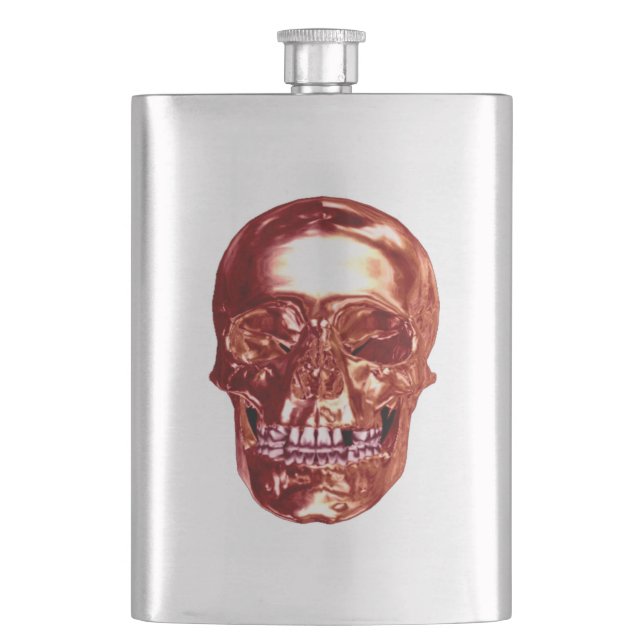Red Chrome Skull Flask (Front)