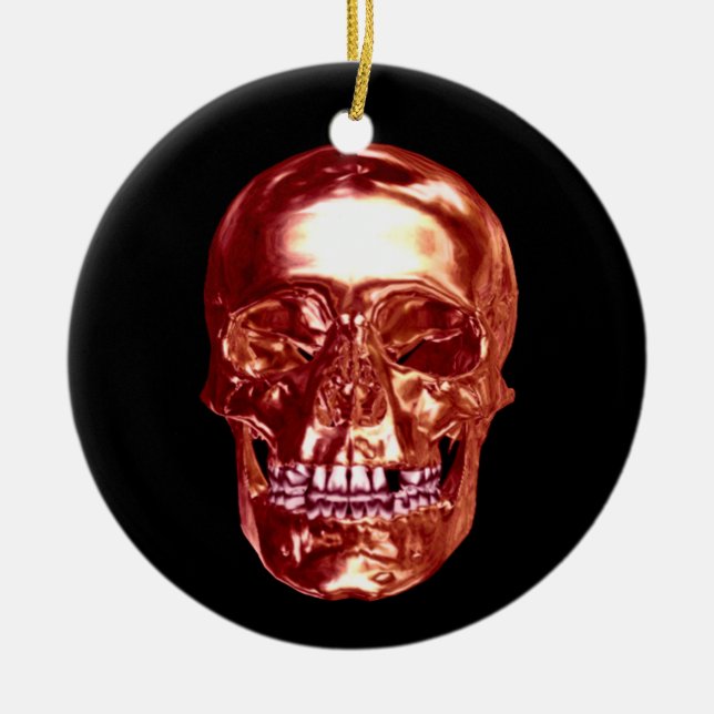 Red Chrome Skull Ornament (Front)